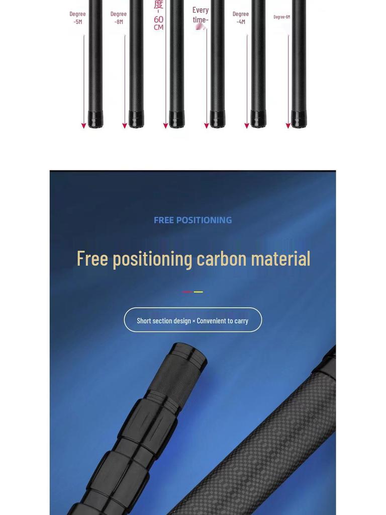 Adjustable Carbon Fiber Landing Net Pole with Screen Support