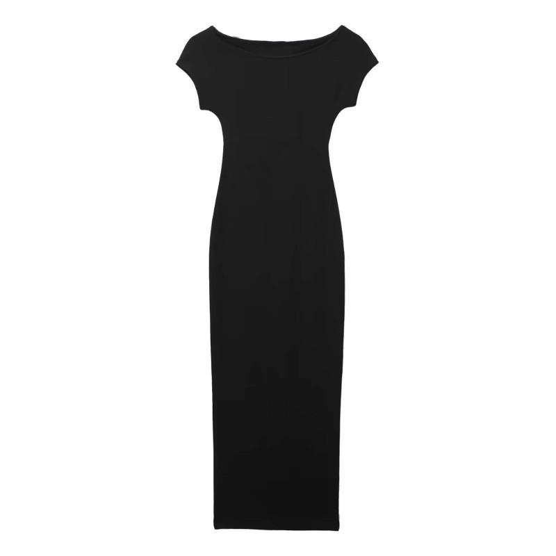 European American Women s Clothing Summer Fashionable Temperament All-match Slim Mid-long Jumpdress S чёрный