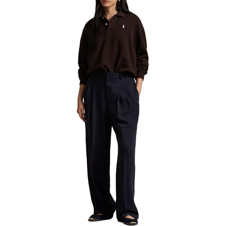 Polo Ralph Lauren Long Sleeve Fleece Pullover Polo Shirt Women Tops 211947966-009