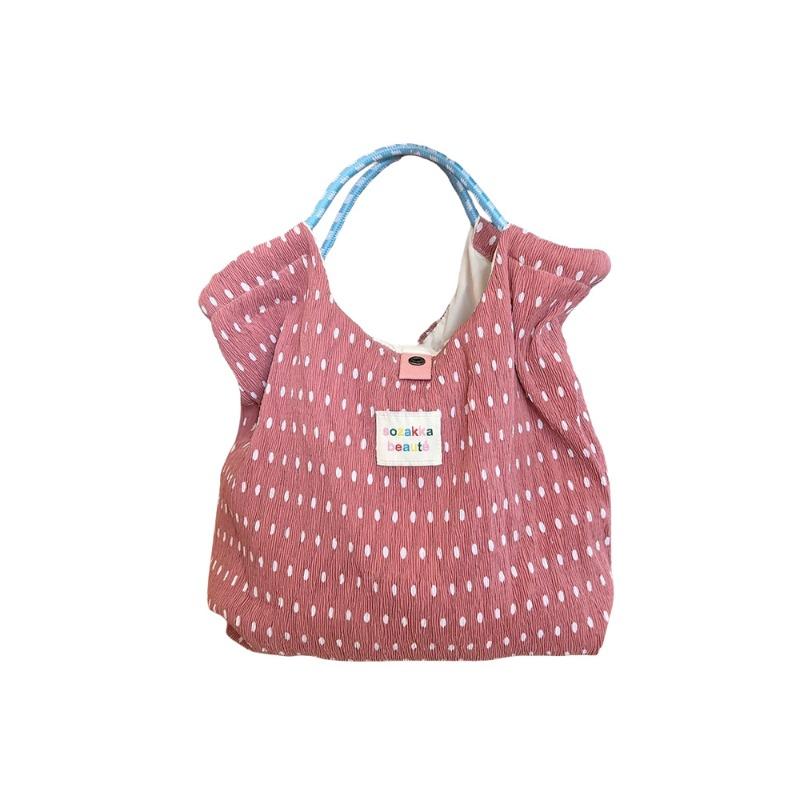 5 wrinkled cloth printed handbag spring and summer thin shopping handbag fresh floral large-capacity cloth bag