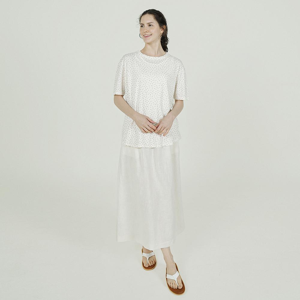 CHIQUITA Loose T-Shirt (Flower Linen) Ivory 252601Fiv