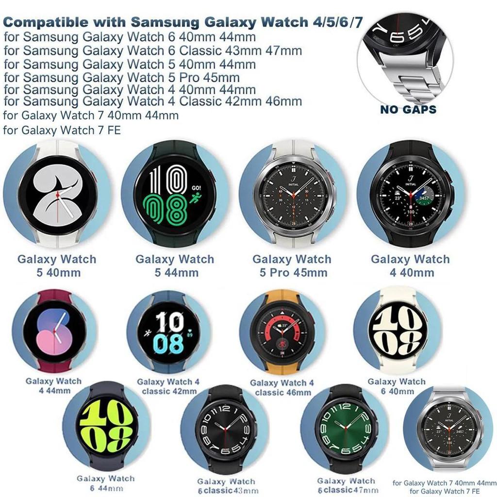 Rem i rostfritt stål för Samsung Galaxy Watch7/FE/5 Pro/6/4 Classic 44/40mm för Galaxy 7 6 5 4 44 40mm 5Pro 45 Armband utan mellanrum