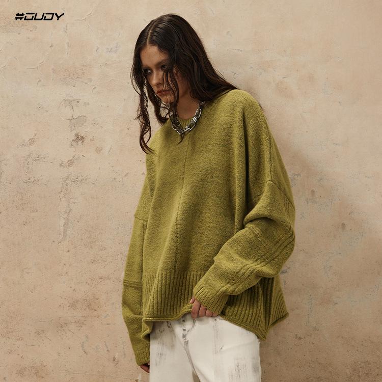 #OVDY Autumn/Winter Soft Minimalist Round Neck Rolled Edge Sweater