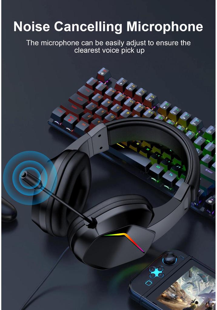 2.4G Bluetooth Luminous Gaming Headset with USB Wireless Transmitter - Low Latency Esports Audio.