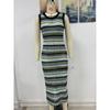 Women's Summer New Slim Fit Patchwork Jumper Fashion Striped Knitted Long Dress
