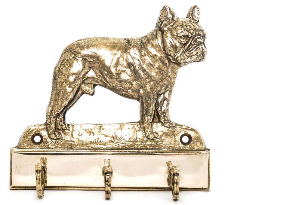 French Bulldog, Frenchie – Key holder with a dog, brass handle for dog accessories | Art-Dog