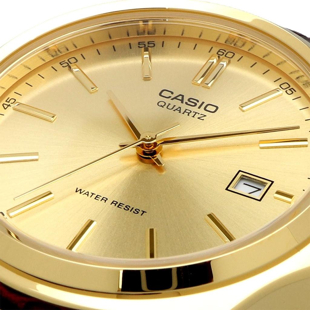 Casio Quartz Watch Gold with Brown Leather International Model Men's MTP-1183Q-9A Band, [Used]