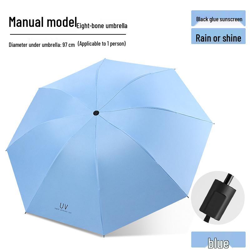 Ultra Durable UV Protection Auto Double-Fold Black Umbrella.