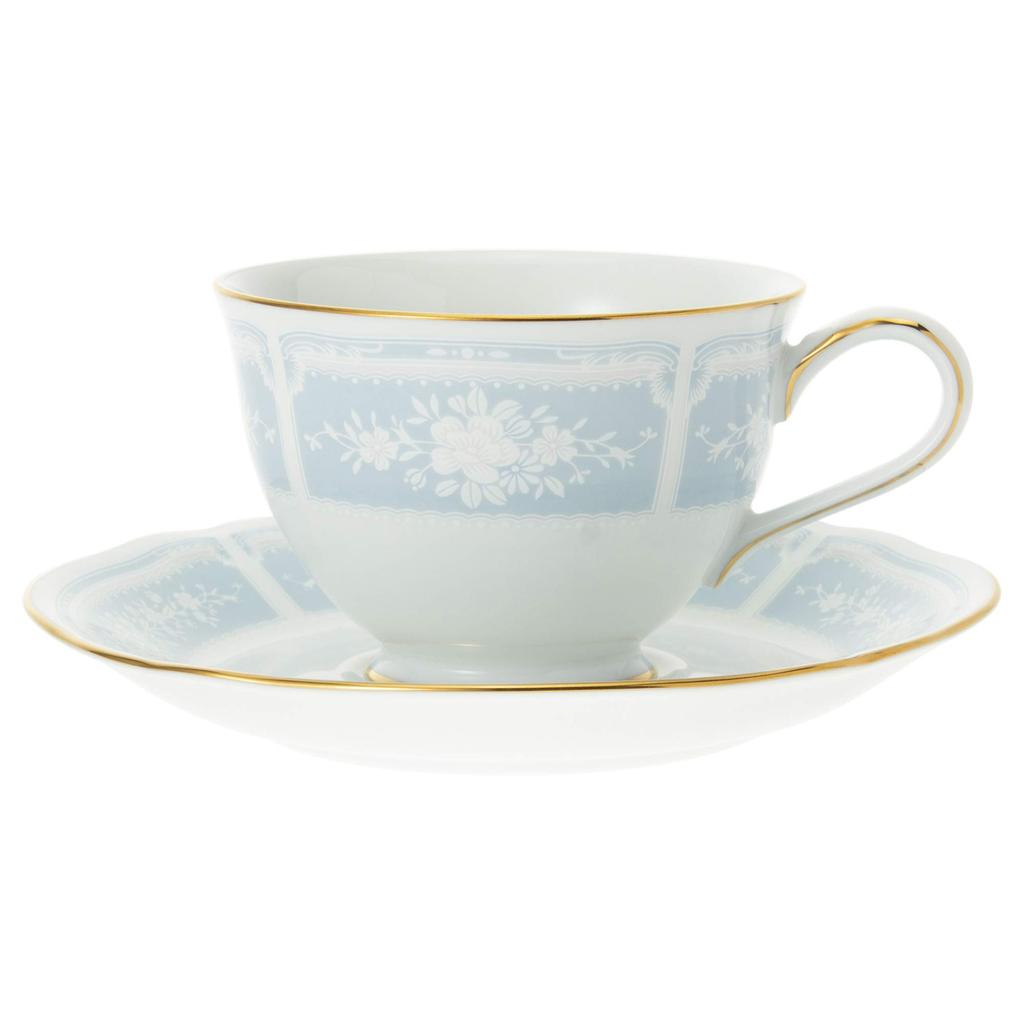 Noritake Tasse Untertasse Paar Kaffee und Lackholz Blau und Rosa Fein & (Farbwechsel-Set) (Zum Tee) 220cc, Gold, Porzellan, Y6578A/1507-14