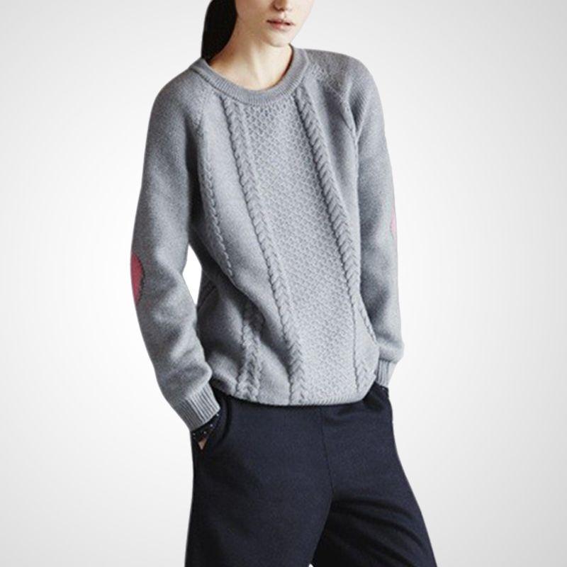 

Korean Style Loose-Fitting Women s Clothing round Neck Cropped Pullover Sweater Grey S