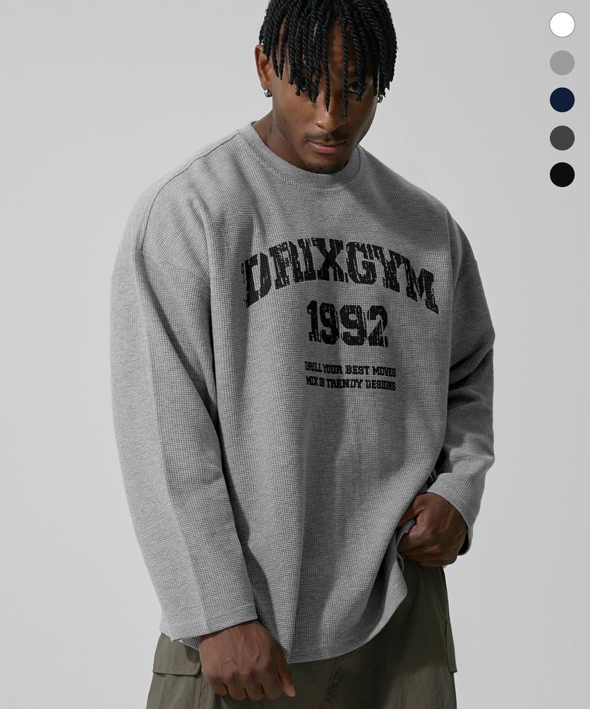 DRIX Waffle Graphic Oversized Long Sleeve_5 Colors