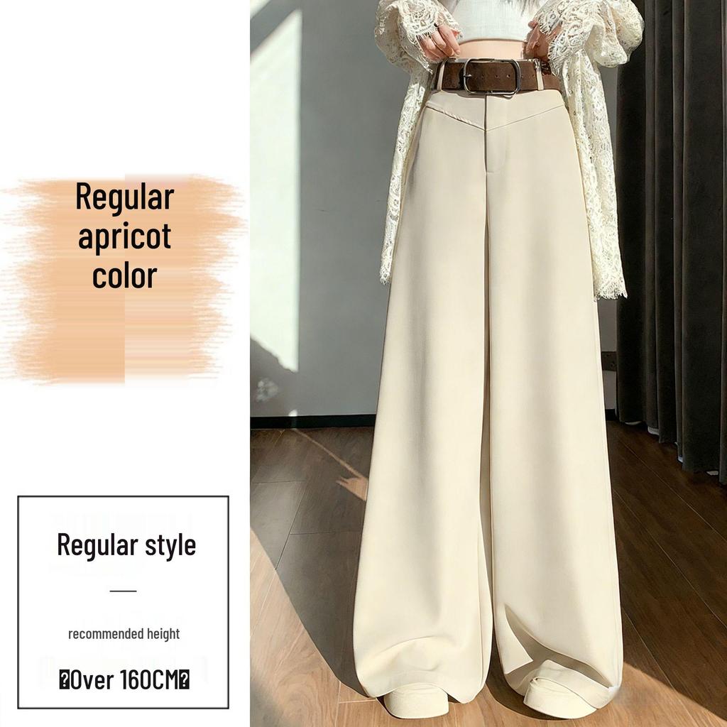 Women's High-Waisted Wide-Leg Floor-Length Pants - Spring/Autumn 2026 Slimming Drape Design