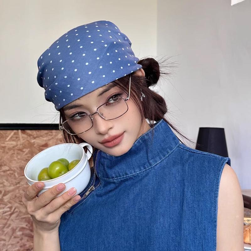 Polka Dot Silk Scarf Cozy Headscarf Hair Band Hair Tie Fashionable Multifunctional Square Scarf Waist Butt Curtain