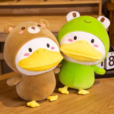 1ks 33cm Roztomilé Plyšové Hračky Kachna s Velkými Ústy Kawaii Hračka Proměňující se v Dinosaura Husky Medvěd Žába Králík Panenky Plněný Měkký Polštář pro Dívky