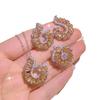 Luxury Conch Jewelry Set: Oval Geometric Yellow Sapphire Ring, Necklace & Earrings