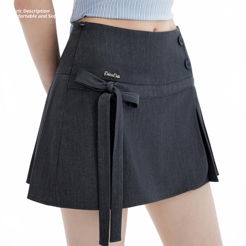 UNIFREE Sweet & Cool Bow Tie High-Waist A-Line Skirt