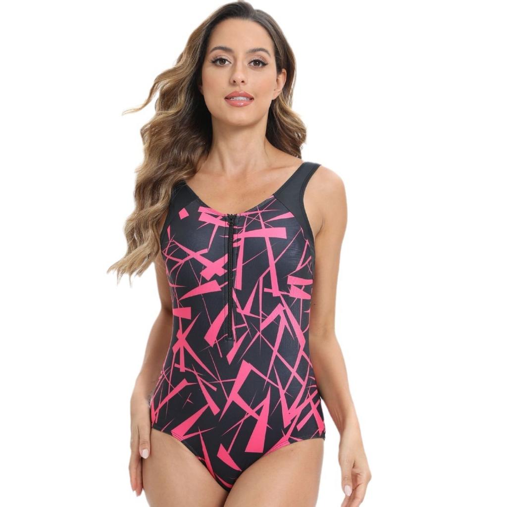 European and American Competitive Sports New Zipper Jumpsuit Tight Print Multi-color Snorkeling Surf Suit Women's Swimsuit