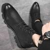 Fashion Men Casual Business Office Formal Dress Platform Boots Lace-up Original Leather Shoes Black Trend Cowboy Boot Ankle Botas Hombre
