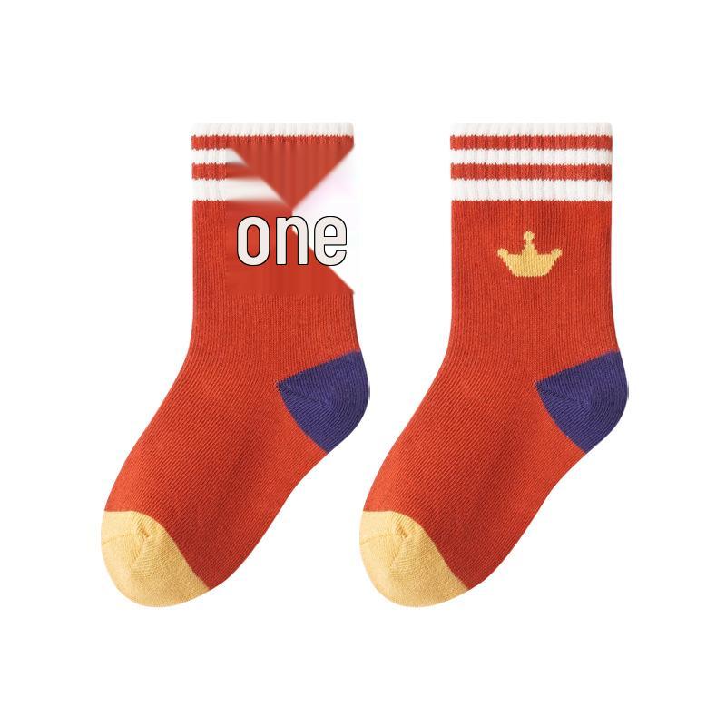 

2025 Autumn Children s Striped Cartoon Mid-Calf Sports Socks for Boys and Girls S (1-3 years) foot length 11-13 cm