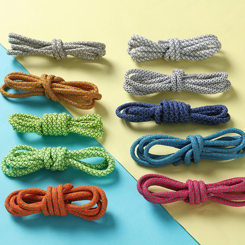 1 Pair 120CM Reflective Sports Shoelace Round Woven Rope Rhoelace Rtrong Light Shoelace Durable Polyester Shoelace Rope