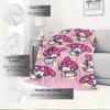 1pc My Melody Cute Cartoon Character Pink Background with Stars and Flowers Flannel Blanket - Home Decor Soft, Warm and Comfortable All Seas