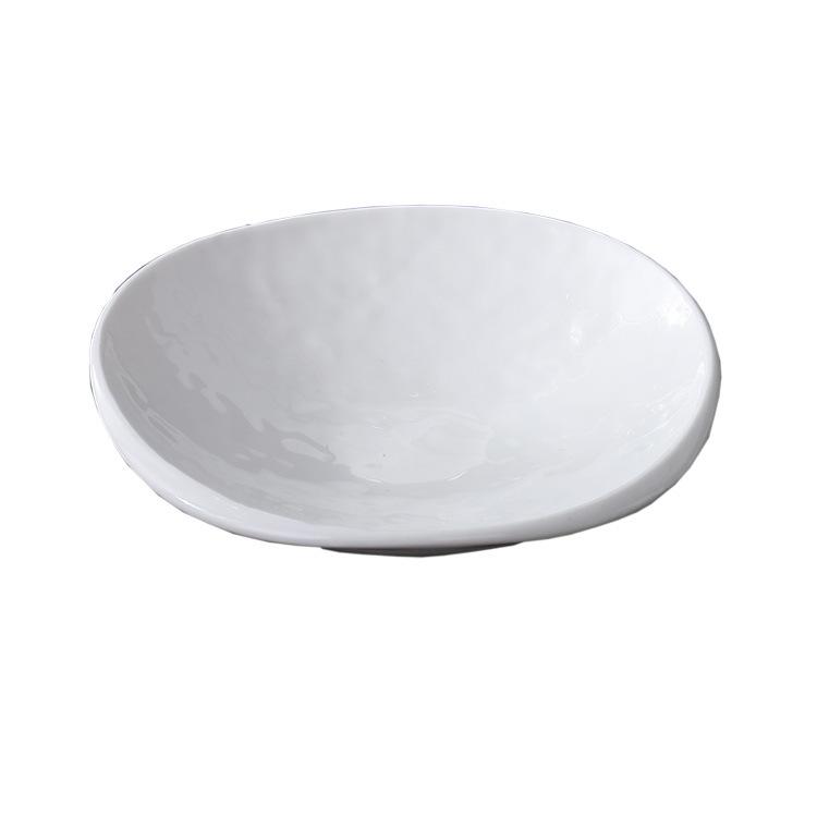 Creative Irregular Ceramic Dessert Bowl - Underglaze Colored, Small Rimmed Plate for Hotel Tableware.