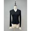 Fall 2024 New Arrival Elegant Black Half Turtleneck Ruched Micro-Pull Patchwork Mesh Base Long Sleeves