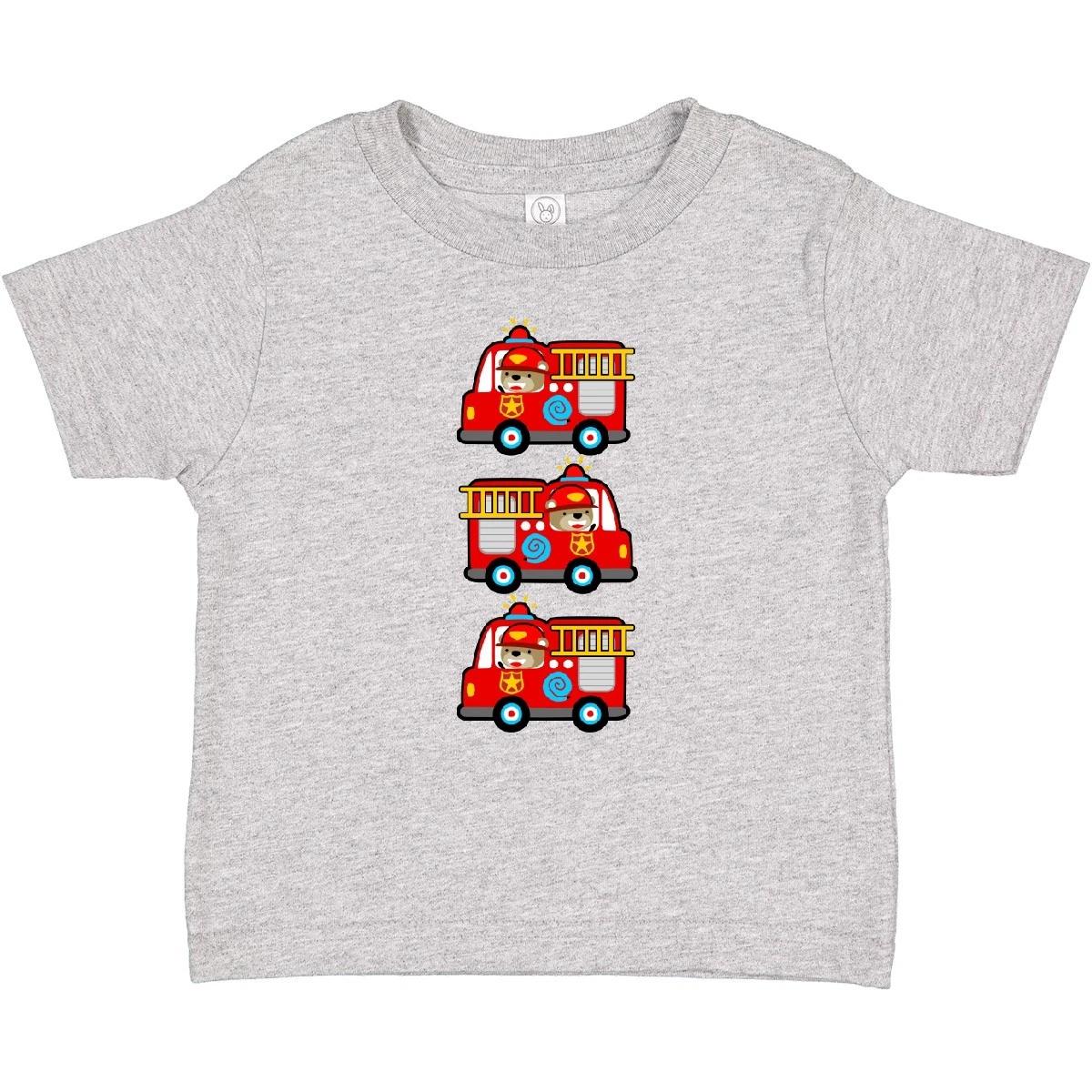 Inktastic Fire Truck Firefighter Bear Baby T-Shirt Fireman Kids Childs Clothes 100