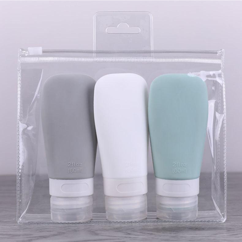 Travel Skincare Dispensing Bottle Set: Silicone Lotion & Toiletry Containers