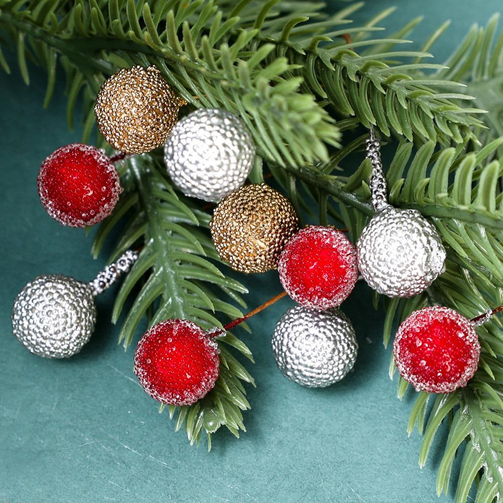 50Pcs Christmas Decoration Berry Christmas Tree Ornament for Home Room Decor Xmas New Year 2025 DIY Craft Gift Garland Accessory