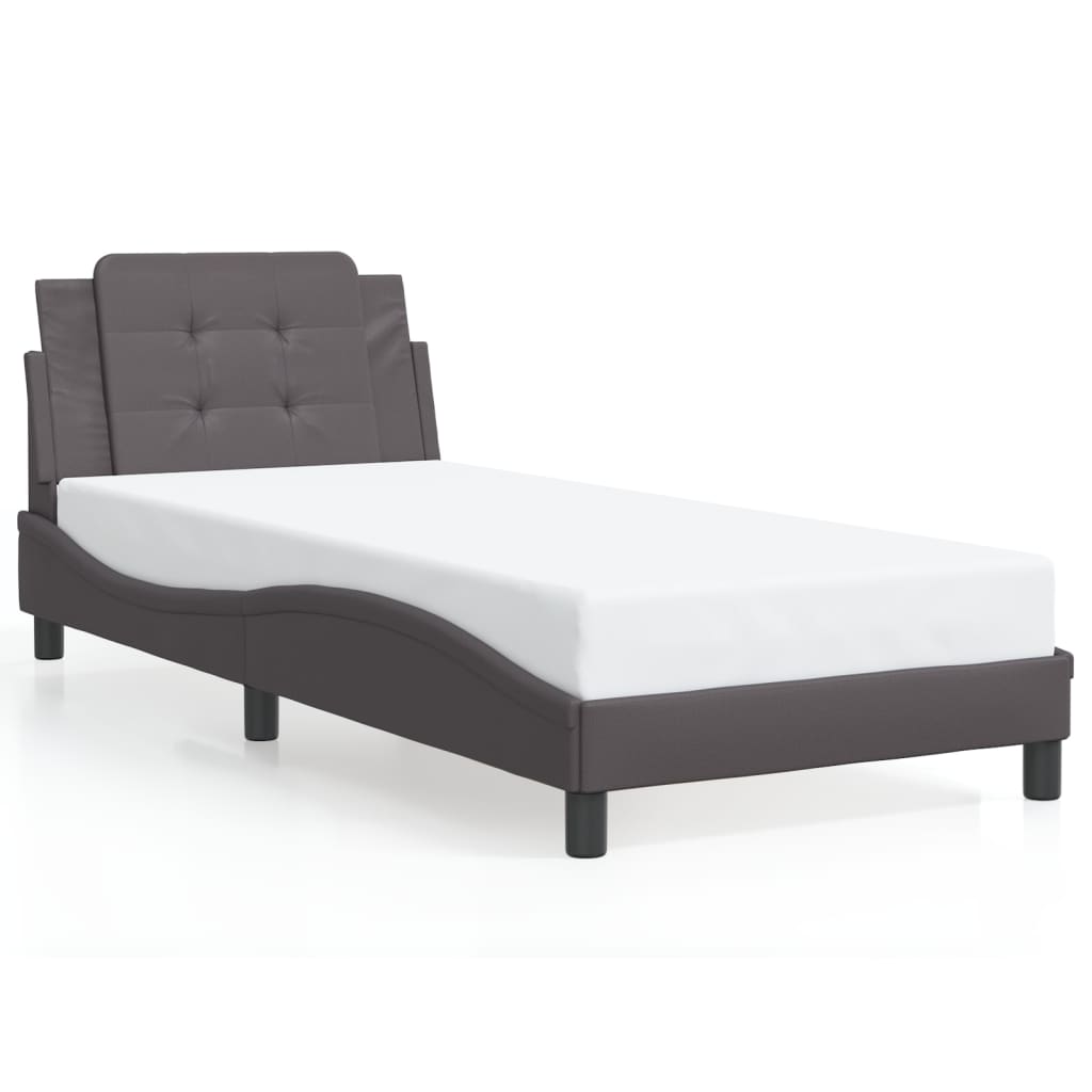 Vidaxl Rama Łóżka Z Led, Szara, 100X200 Cm, Sztuczna Skóra