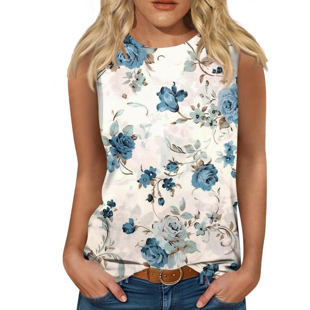 New Sunflower 3D Printed Tank Top Women's Round Neck Casual Flower Tank Top Off Shoulder Y2k Elegant Sleeveless Top Tank Top Women's Clothing