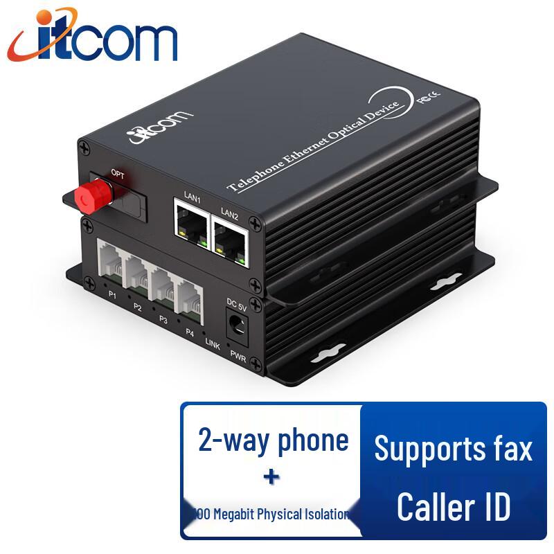 itcom Aidikang PCM Voice Fiber Optic Converter 2-Way Fast Ethernet Network Isolation