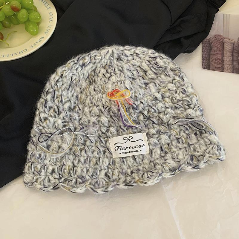 

Knitted Pullover Hat for Women in Autumn and Winter Versatile Niche Bag Head Hat Big Head Circumference Face Showing Small Woolen Hat M（56-58cm）