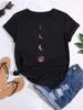 Maycaur T Shirt Women Moon Planet Print Fashion Tee Shirts Casual Round Neck Short Sleeve Streetwear Female T-Shirt Vintage Tops