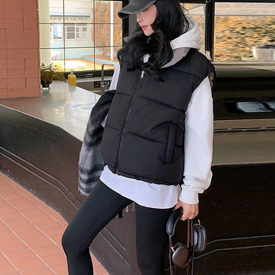 Autumn and Winter Down Cotton Vest Women's Korean Version Loose Shoulder Cotton Vest Jacket