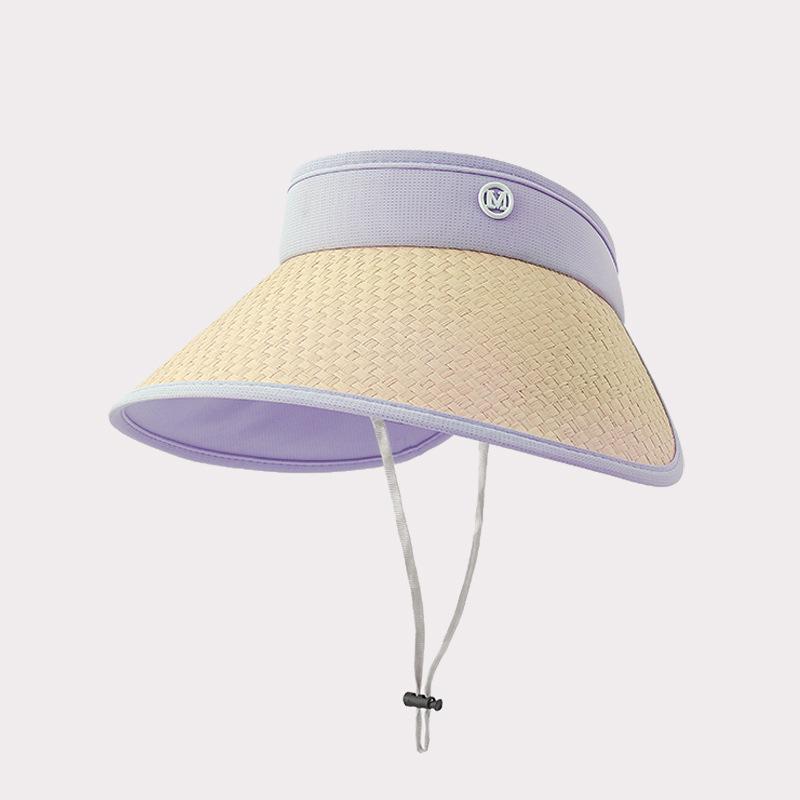 Summer New Hat Women's Big-brimmed Empty Top Hat Outdoor Cycling Sun Hat Portable Windproof Sun Hat