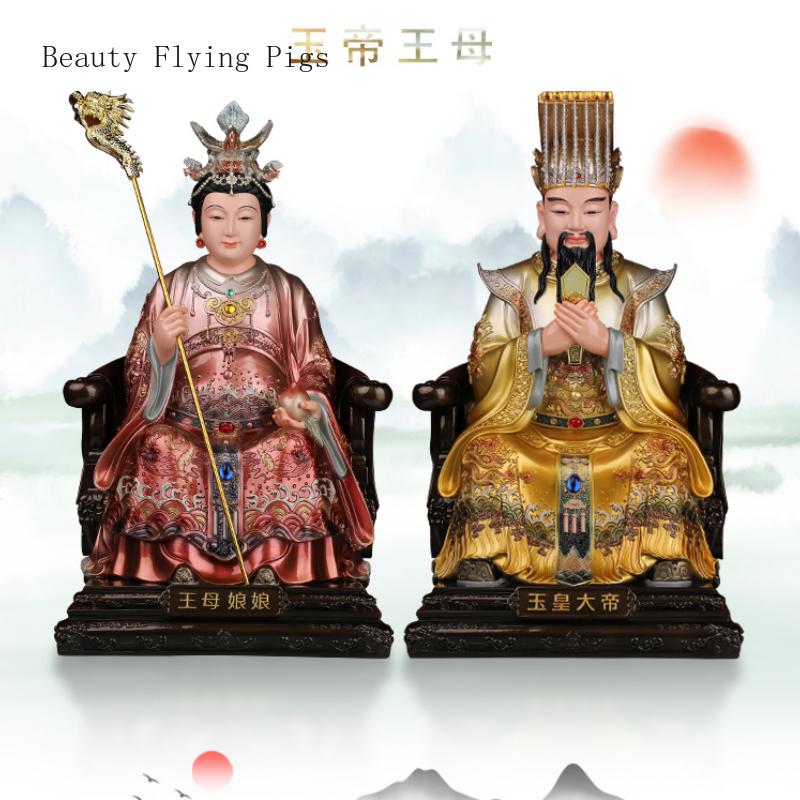 1KS pryskyřičná soška pro domácí použití Nefritový císař Královna Matka a Císařovna vdova uctívaní pro domácí dekoraci