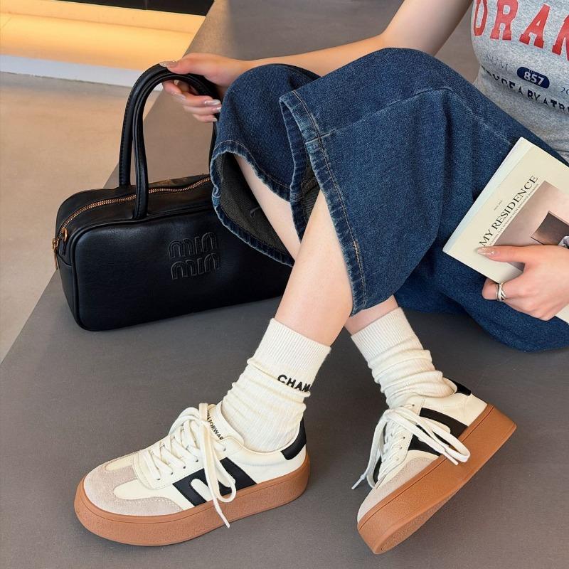2 Spring new flat heel platform sports casual versatile comfortable women's shoes heightening board shoes white shoes