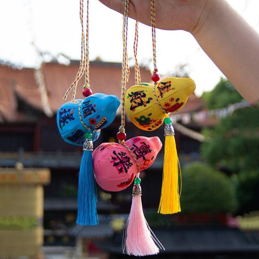 3D Gourd Fragrant Bag Traditional Color Printing Gourd Car Pendant Chinese Style with Tassels Blessing Fragrant Bag