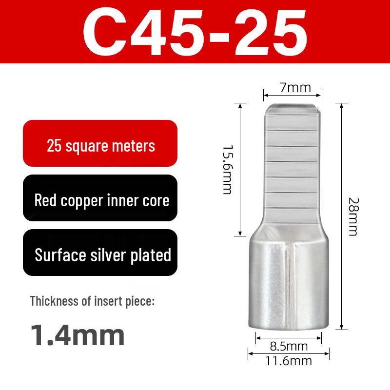 C45 Purple Copper Circuit Breaker Terminal Lug Insert - Cold Crimp Wire Connector Splicing Terminal.