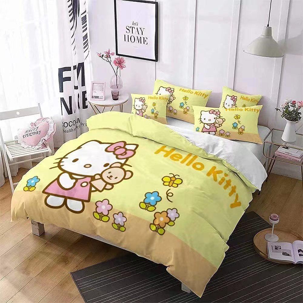 Kids' Three-piece Bedding Set - Cartoon 3d Digital Print Duvet Cover and Pillowcase Set