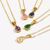 E.B.belle Summer Colorful Crystal Necklace Stainless Steel Gold Plated Waterproof Waterdrop Pendant Necklace For Wedding