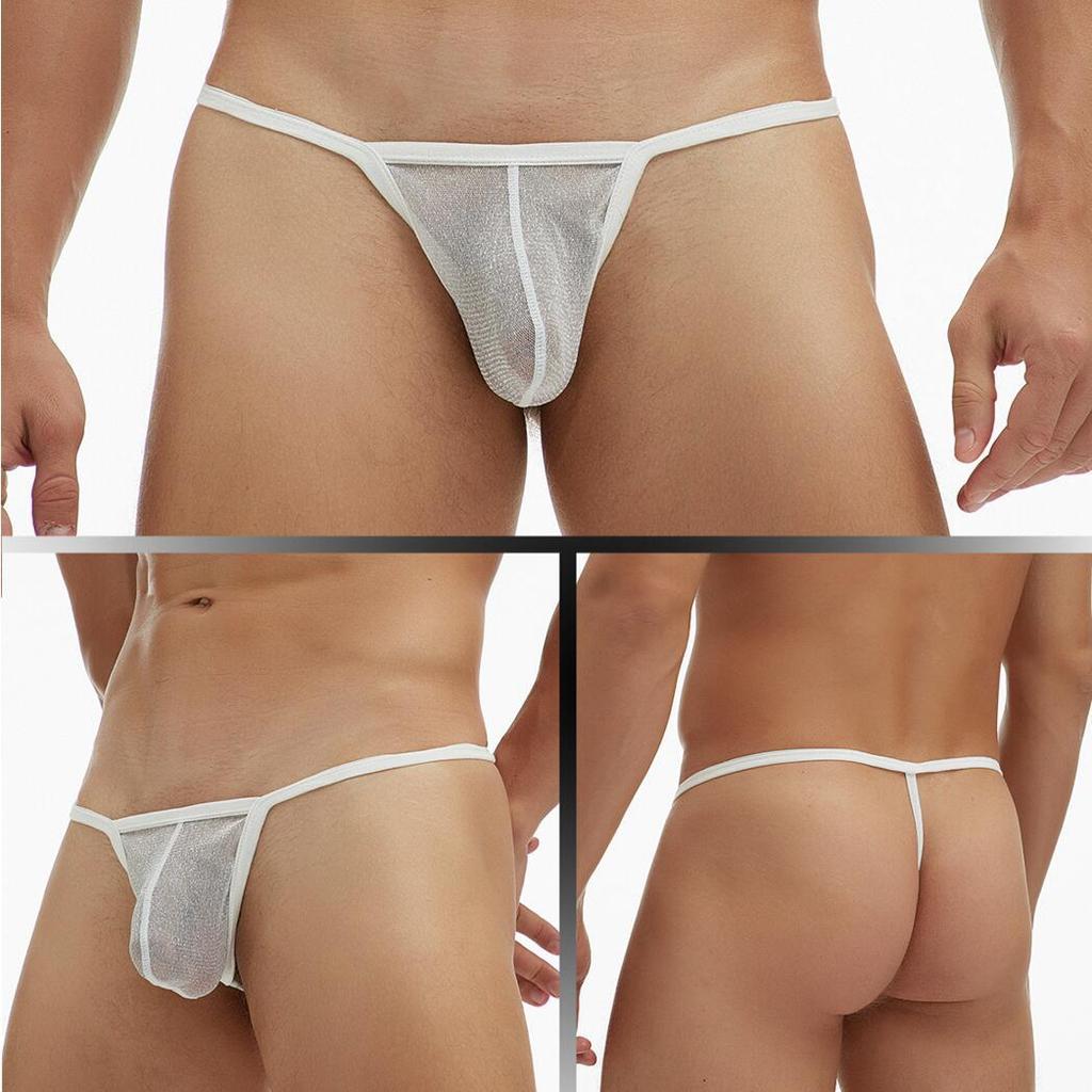 European and American Men's Fine Mesh See-through T-Back Thong Underwear, Plus Size E080
