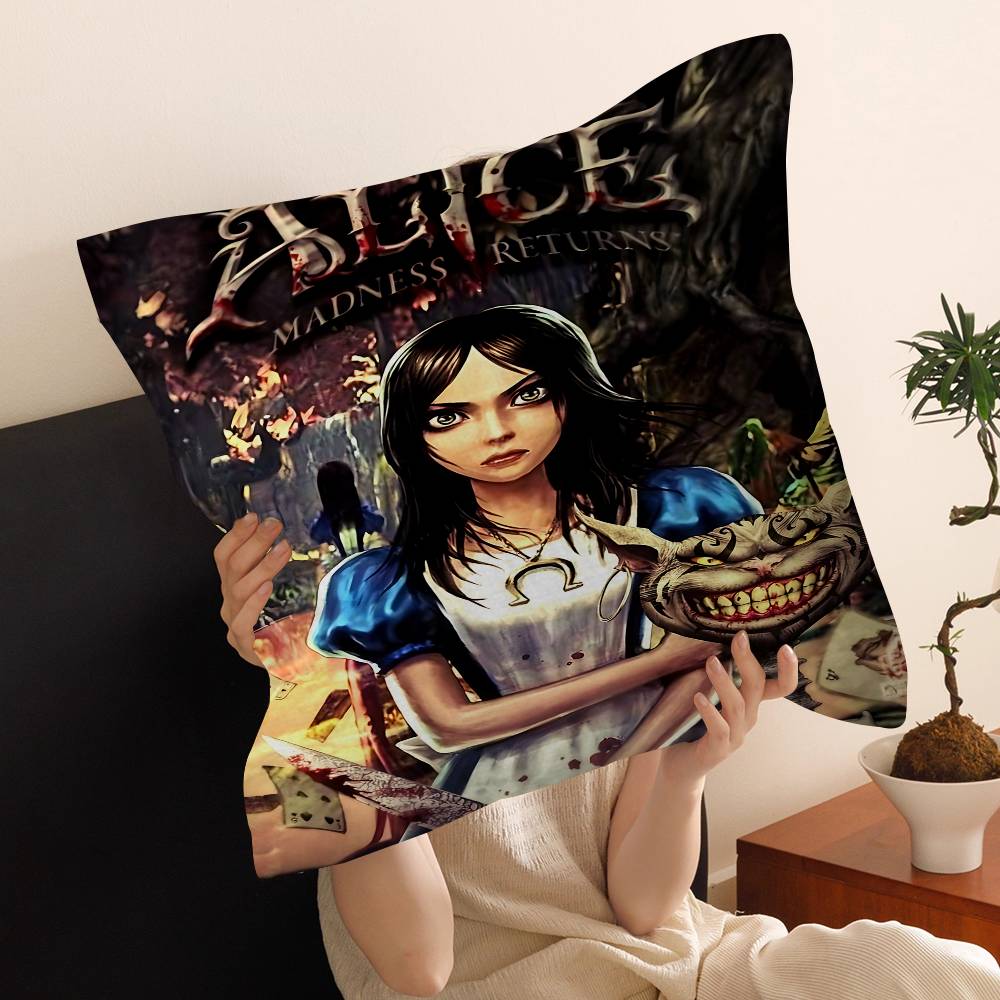 A-Alice M-Madness R-Returns Cushion Cover Car Throw Pillow Case For Sofa Car Christmas Gift 40X40Cm 45X45Cm