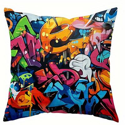 Home Decor Colorful Graffiti-Printed Pillowcases for Decor Pattern Cushion Cover Suitable for Sofa Bedroom Car Pillow Cover