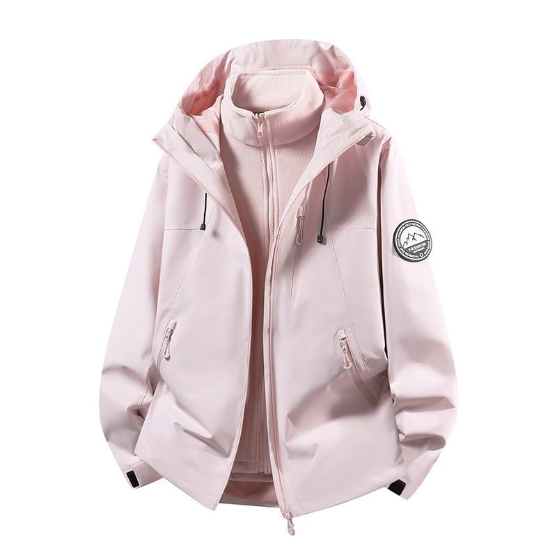 Men Women 3-in-1 Waterproof Windproof Hiking Jacket With Fleece Inner Layer Winter Outdoor Mountaineering