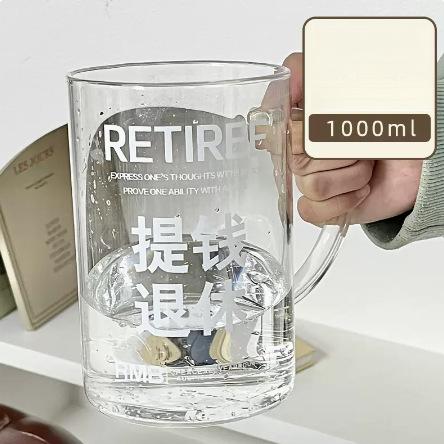 High Borosilicate Glass Measuring Scale Cup 1000ML Large Capacity Straw Cup With Lid Handle Home Milk Coffee Mug Drinkware 1000ML