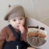 Fashion Knitted Baby Hats For Girls Solid Color Beret Hat Vintage Children French Artist Warm Winter Painter Cap Beanie