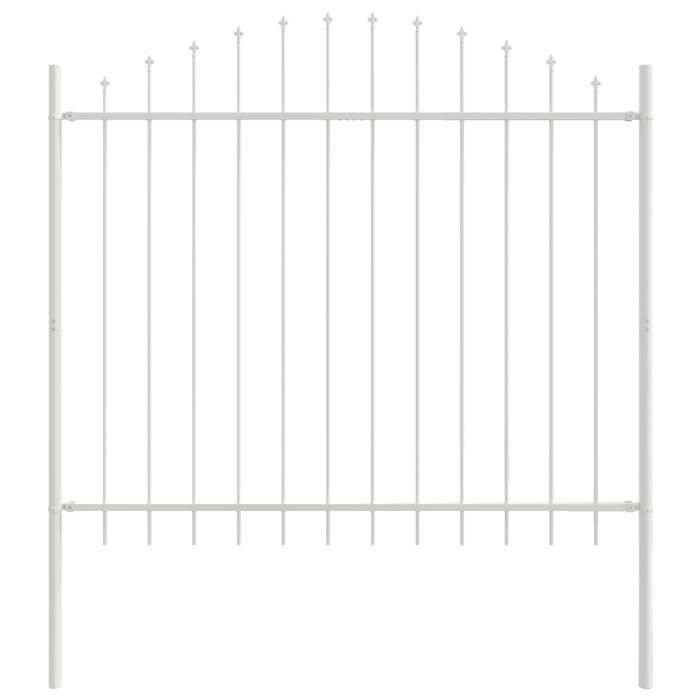 Clôture de jardin vidaXL avec sommet arrondi, blanche, 1,7x1,25 m en acier 42003918